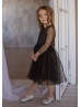 Dotted Tulle Slit Back Flower Girl Dress